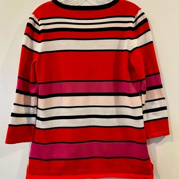 Jones New York Signature Women Red/Black/Cream/Pink Pullover Sweater Sz Med. - Picture 2 of 5